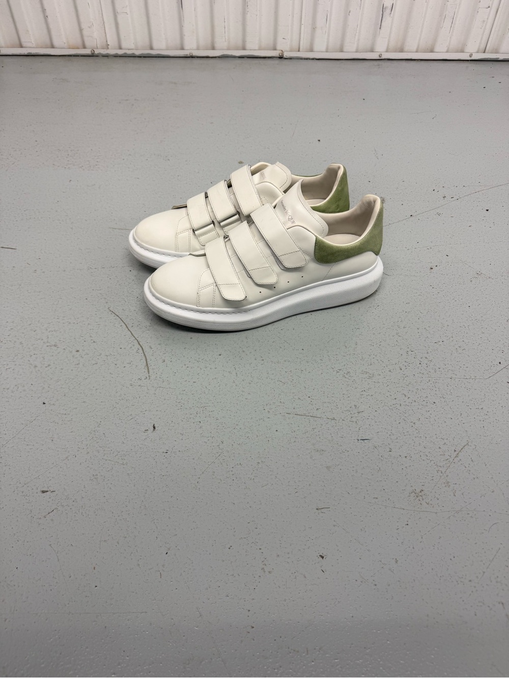 Alexander McQueen White Sneakers with Light Green Heel